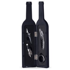 Kit Vinho Garrafa 4 peças Preto na Zen Brindes - Presente Personalizado