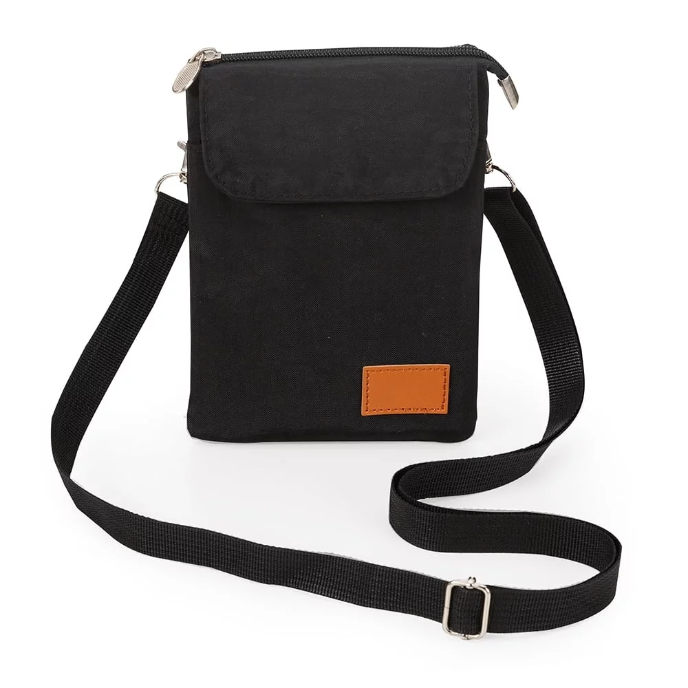 Mini Bolsa Transversal de Nylon Preto na Zen Brindes - Presente Personalizado