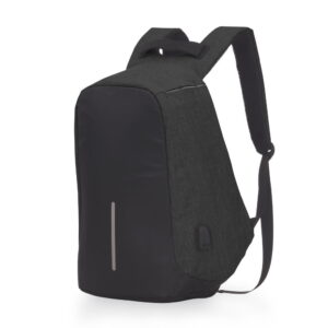 Mochila Poliéster Anti-Furto USB Preto na Zen Brindes - Presente Personalizado