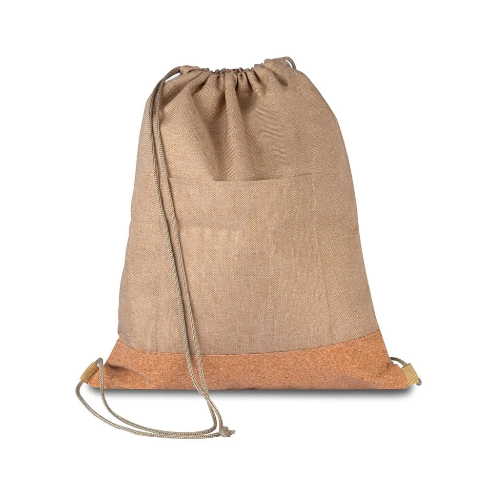 Mochila Saco de Poliéster Bege na Zen Brindes - Presente Personalizado