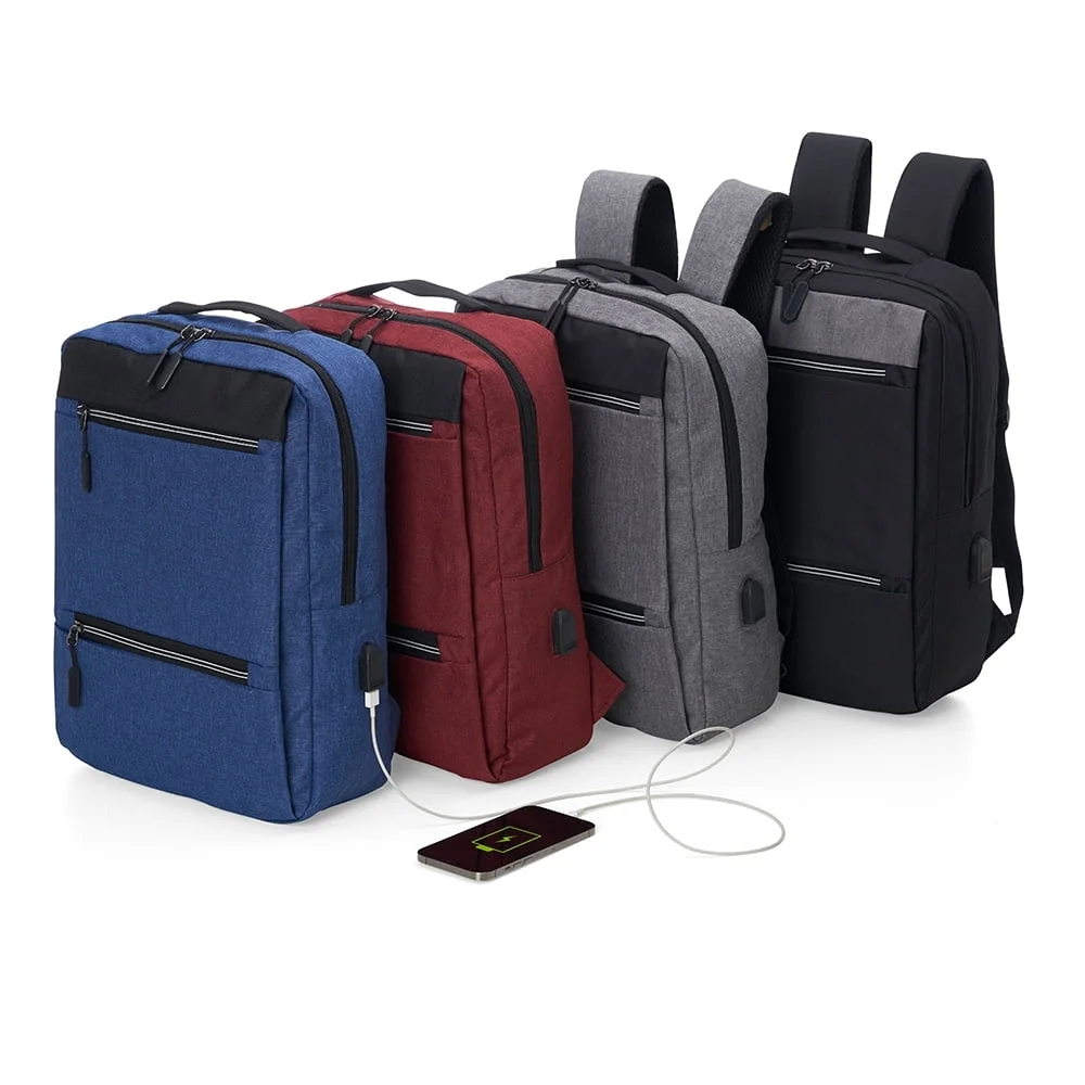 Mochila de Nylon USB 21L - X01326 - Mochilas Brinde Personalizado - Zen Brindes