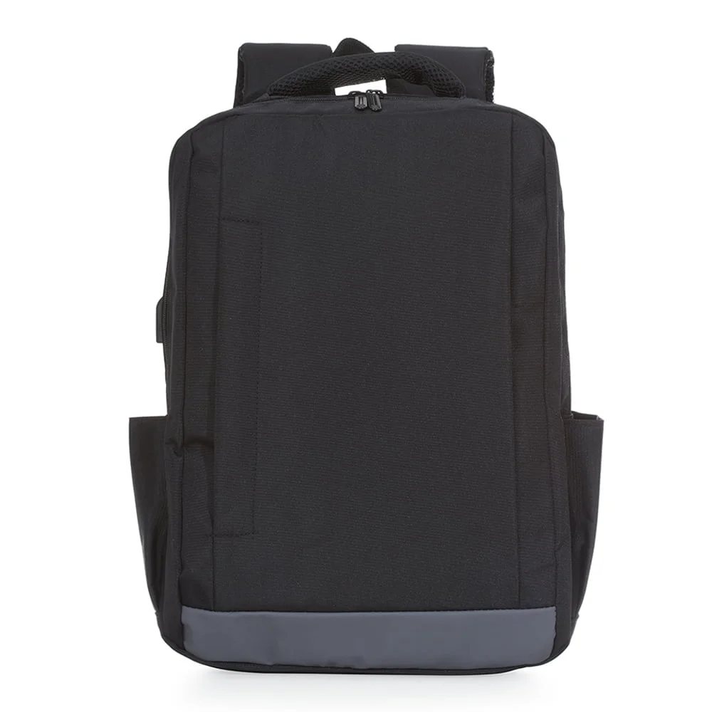 Mochila de Nylon USB - X03034 - Preto -  Brinde Personalizado - Zen Brindes