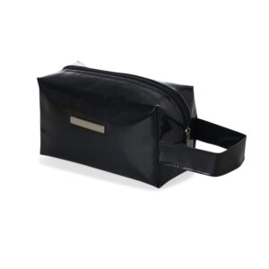 Necessaire Vinil Impermeável com Plaquinha Preto na Zen Brindes - Presente Personalizado
