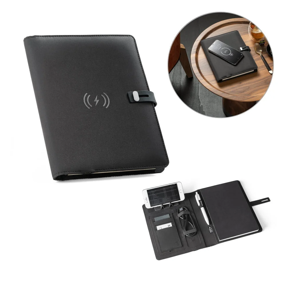 Pasta A5 com carregador wireless Emerge A5 Folder - S93581 - Pastas Brinde Personalizado - Zen Brindes
