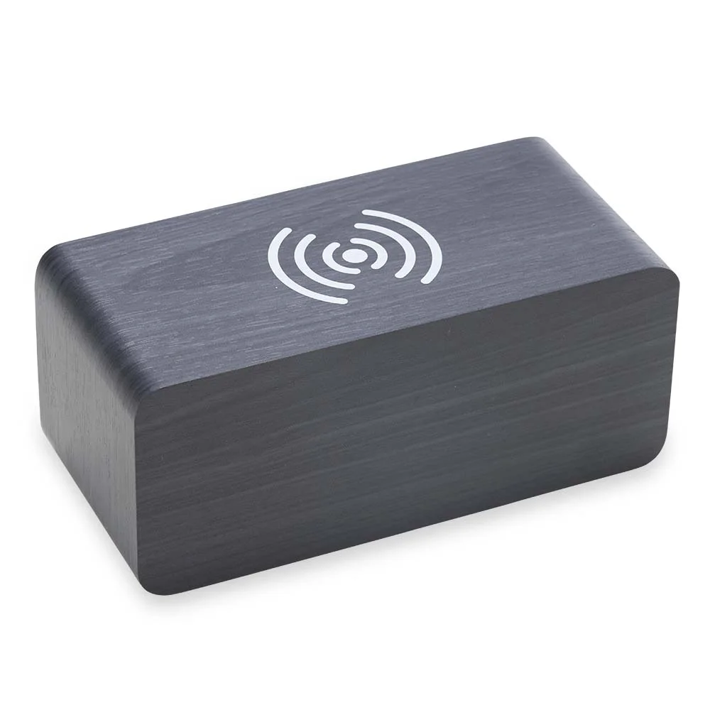 Relógio de Madeira com Carregamento por Indução - X04358 - Eletrônicos e tech Brinde Personalizado - Zen Brindes