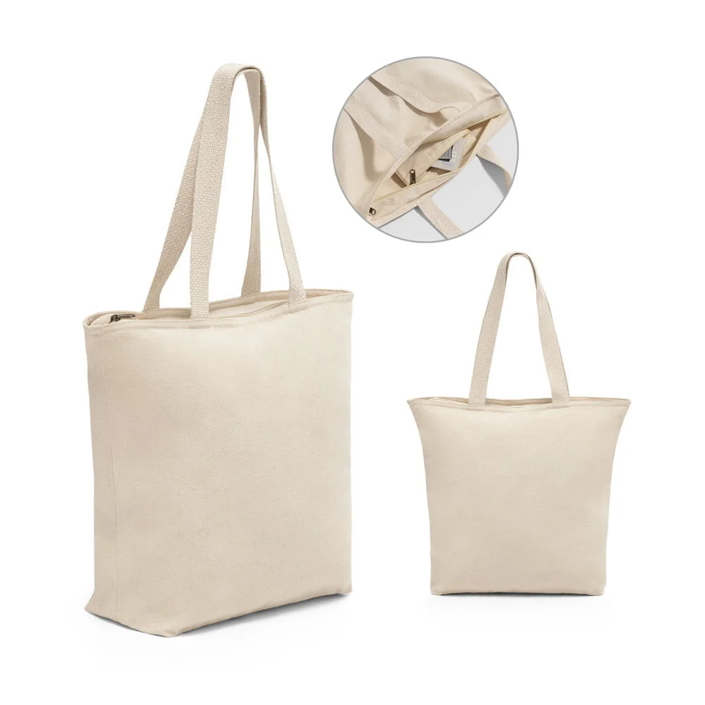 Sacola Reutilizável 100% algodão com fecho Hackney - S92926 - Eco bags Brinde Personalizado - Zen Brindes