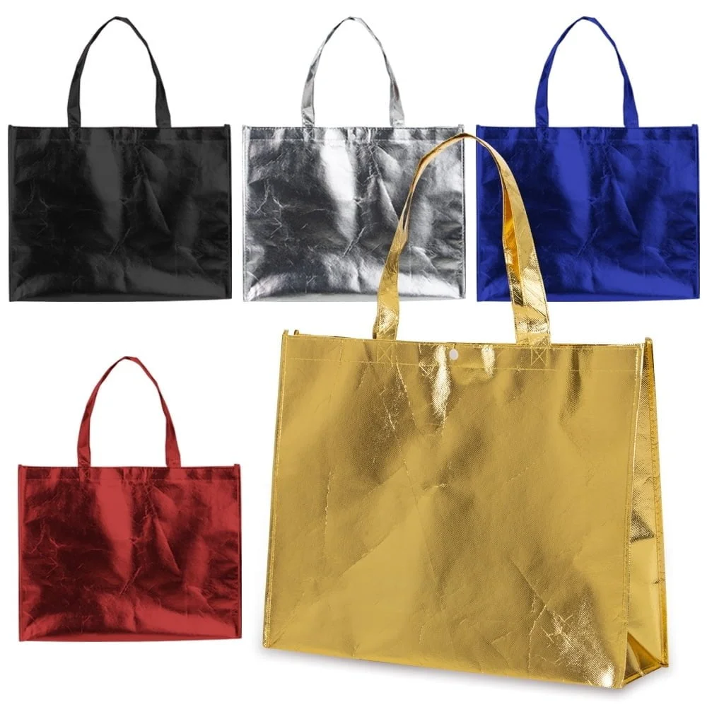 Sacola Reutilizável TNT Metalizada - X18537P - Eco bags Brinde Personalizado - Zen Brindes