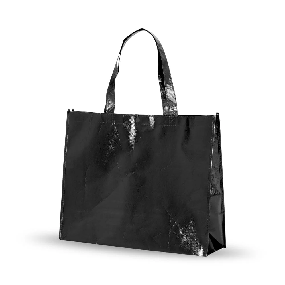 Sacola Reutilizável TNT Metalizada - X18537P - Preto -  Brinde Personalizado - Zen Brindes
