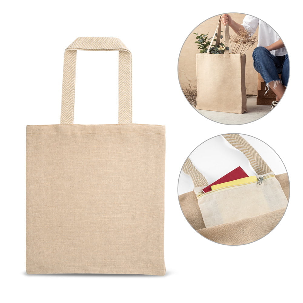 Sacola Reutilizável em juco Padova - S92937 - Eco bags Brinde Personalizado - Zen Brindes