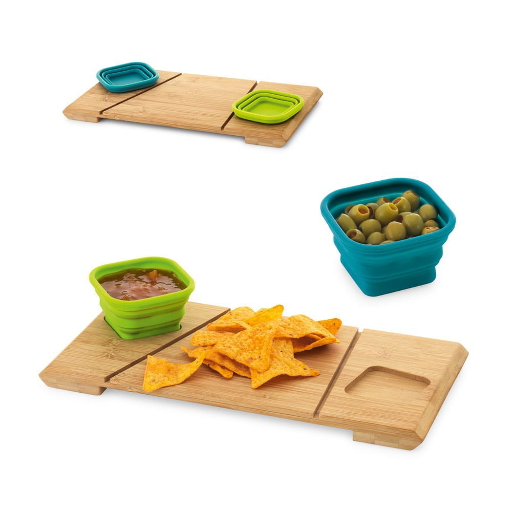 Tábua Base de mesa com 2 potes Paprika - S93898 - Tábuas Brinde Personalizado - Zen Brindes