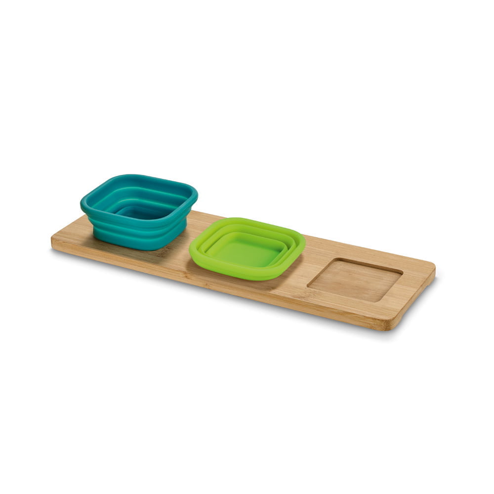 Tábua base de mesa com 3 potes Pickled - S93885 - Tábuas Brinde Personalizado - Zen Brindes